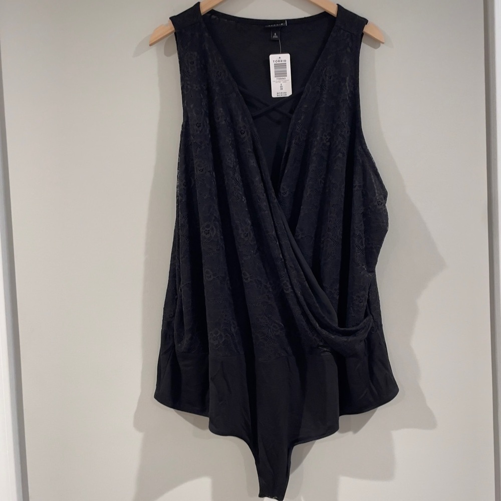 NWT Torrid Surplice Strappy Lace Bodysuit, Black, 5X/28W, Plus Size, Lingerie - Picture 3 of 8